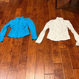Zella Blue and White Bomber Jackets